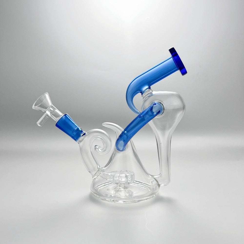 7'' Glass Bong Recycler Tornado Perc Smoking Water Pipe Hookah Bubbler W/Bowl