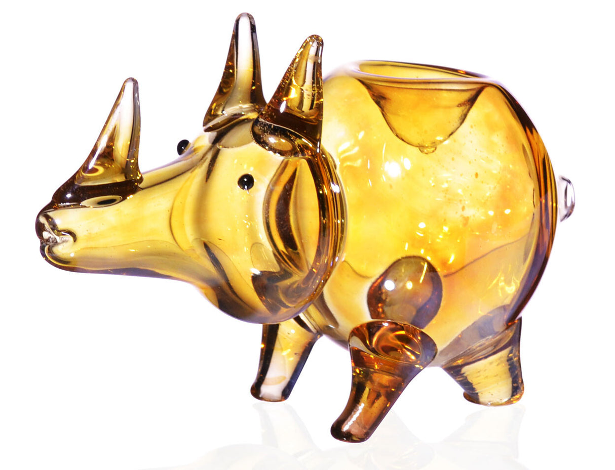 CUTE 4" RHINO Animal Glass Hand Pipe COOL FUMED Alien Bowl Pipe MONSTER *USA*