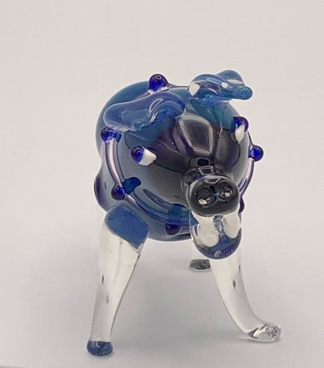 Blue Dog Animal Tobacco Smoking Pipe Handmade Hand Blown Glass W/Carb Hole