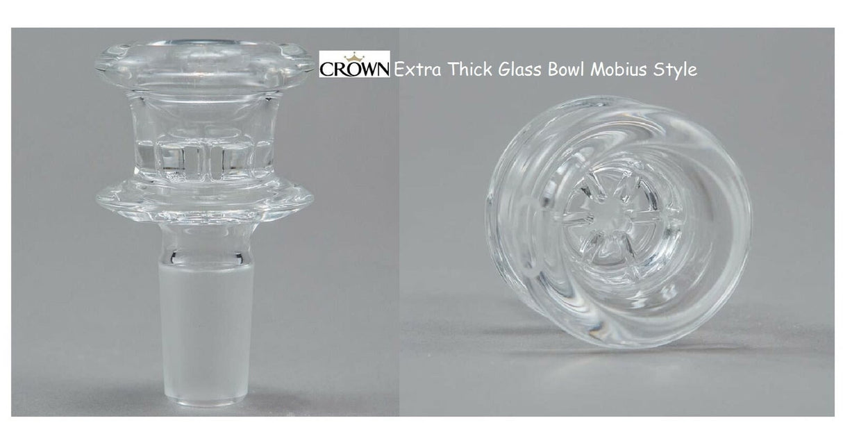 14Mm 18Mm Glass Slide Bowl SNOWFLAKE SCREEN Extra Thick Mobius Style Push Bowl