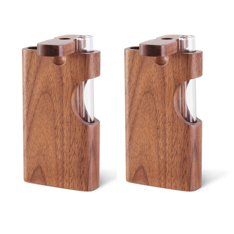 2Pc Wooden One Hitter Dugout with 3" Glass One Hitter Pipe Tobacco Smoking Pipes