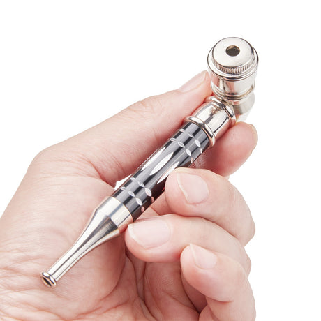 ( 3Pack ) 4.3" Long Metal Lay Flat Tobacco Smoking Hand Pipes with Caps Lids