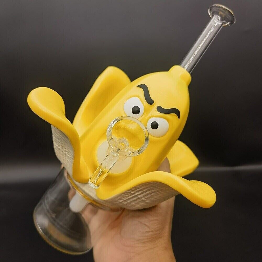 6.7" Angry Banana Hookah Silicone Water Pipe Smoking Hand Pipes Bubbler Yellow