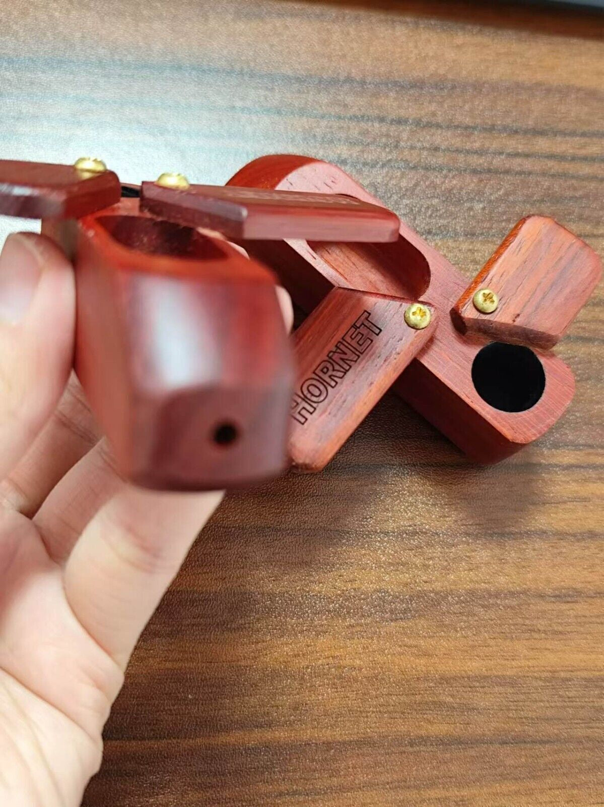 2 Value Set Wooden Pipes 180° Rotating Handmade Wooden Pipe with Storage Chamber