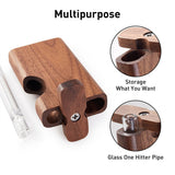 2Pc Wooden One Hitter Dugout with 3" Glass One Hitter Pipe Tobacco Smoking Pipes