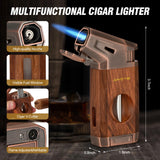 AWOTE CEDAR WOOD TRAVEL CIGAR HUMIDOR WITH LIGHTER, HUMIDIFIER & HYGROMETER