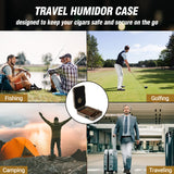 AWOTE CEDAR WOOD TRAVEL CIGAR HUMIDOR WITH LIGHTER, HUMIDIFIER & HYGROMETER