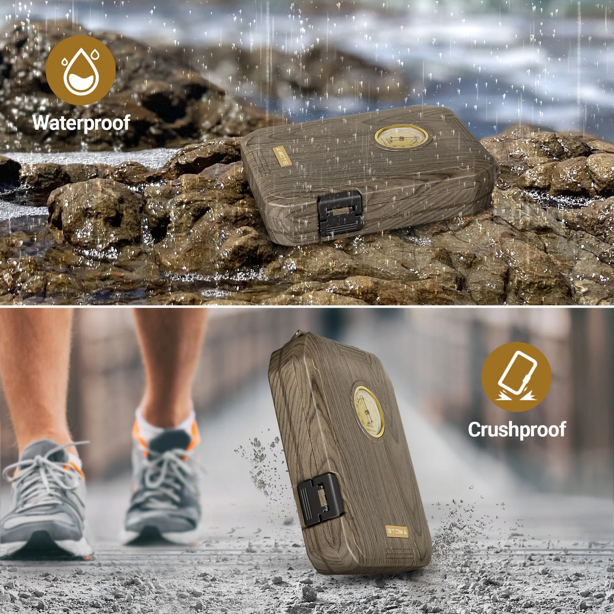 AWOTE CEDAR WOOD TRAVEL CIGAR HUMIDOR WITH LIGHTER, HUMIDIFIER & HYGROMETER