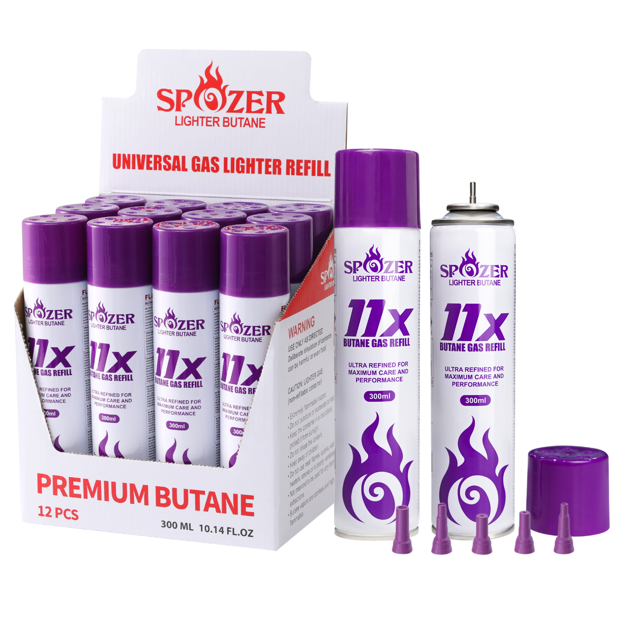 Spzoer 11x ultra-pure butane lighter fuel 10.14 oz 12 pack butane