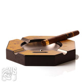 Wesmoke.com four rest wood inlay cigar ashtray with removable metal bowl cigar ashtray