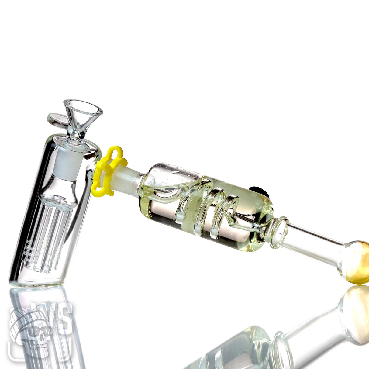 SCIENTIFIC GLASS BUBBLER ATTACHMENT SET WITH MULTI-ARM PERC & COIL CHAMBER
