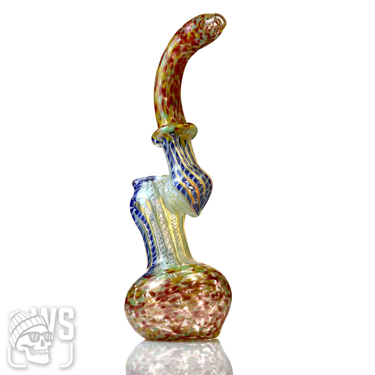 GLASS BUBBLER WITH VERTICAL SPIRAL WORKED DESIGN
