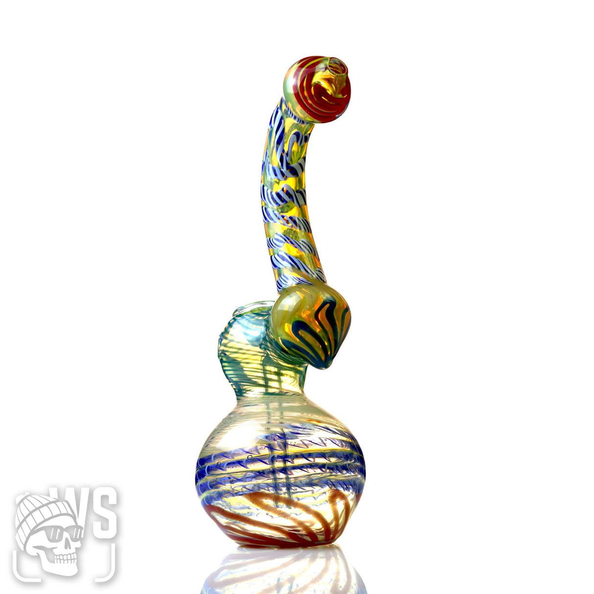 GLASS BUBBLER WITH VERTICAL SPIRAL WORKED DESIGN