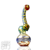 GLASS BUBBLER WITH VERTICAL SPIRAL WORKED DESIGN