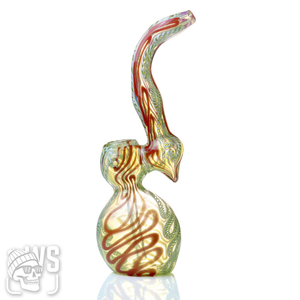 GLASS BUBBLER WITH VERTICAL SPIRAL WORKED DESIGN