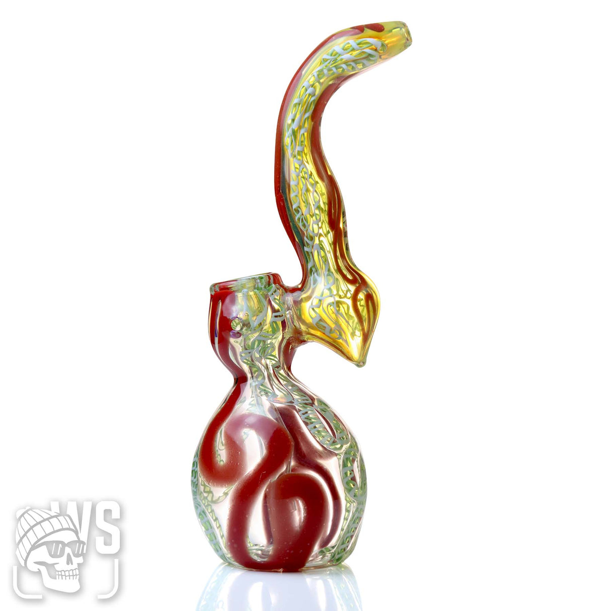 GLASS BUBBLER WITH VERTICAL SPIRAL WORKED DESIGN