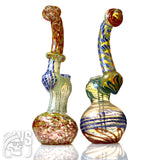 GLASS BUBBLER WITH VERTICAL SPIRAL WORKED DESIGN