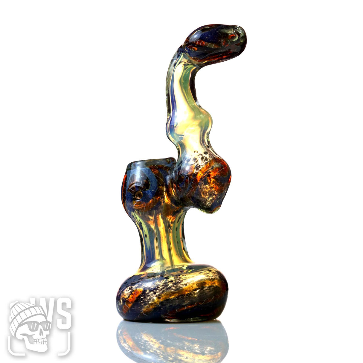 GLASS BUBBLER WITH ABSTRACT LAYERED CHAMBER
