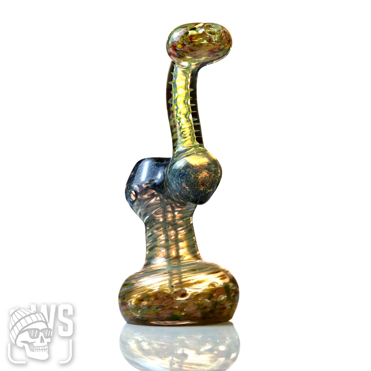GLASS BUBBLER WITH ABSTRACT LAYERED CHAMBER
