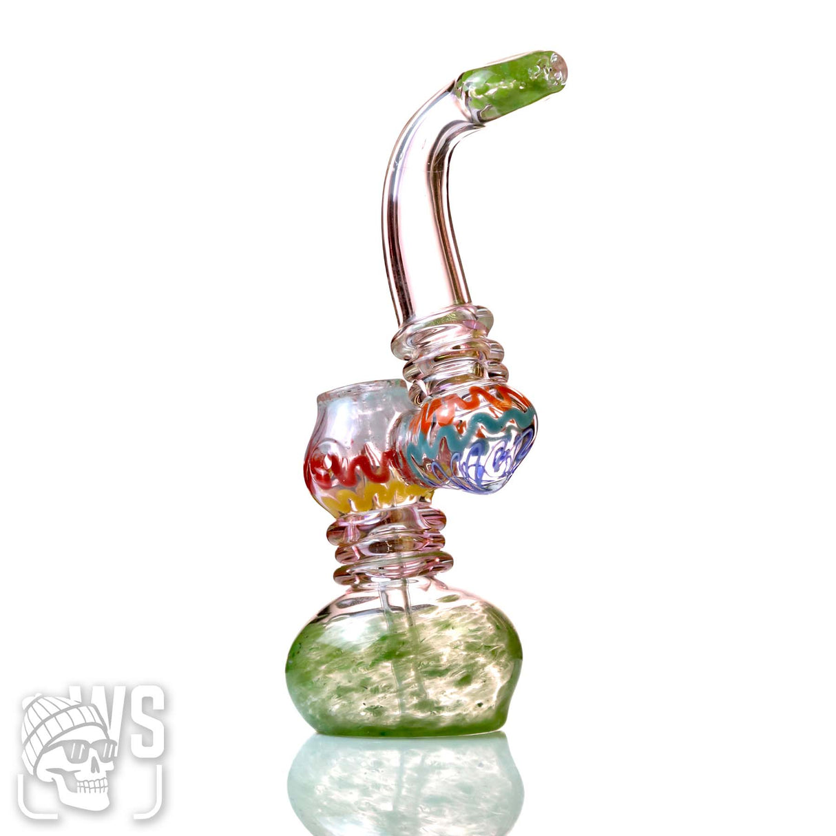 GLASS BUBBLER WITH WORKED CHAMBER DESIGN