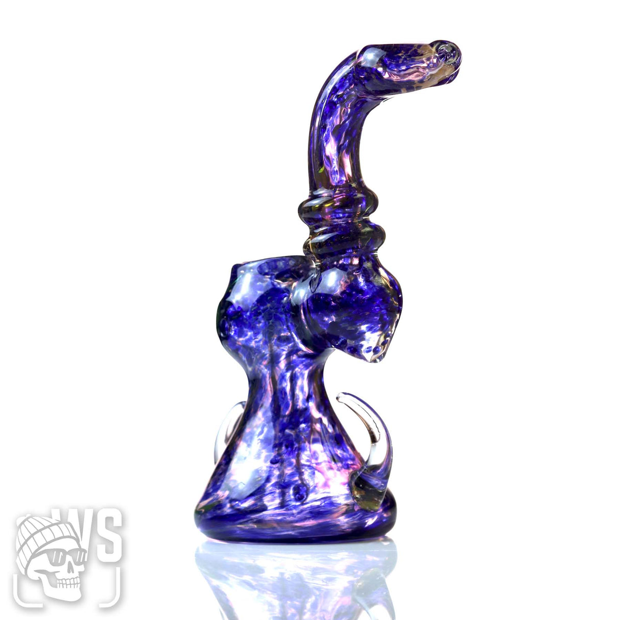 GLASS BUBBLER WITH ABSTRACT WORKED DESIGN & NAILHEAD BASE