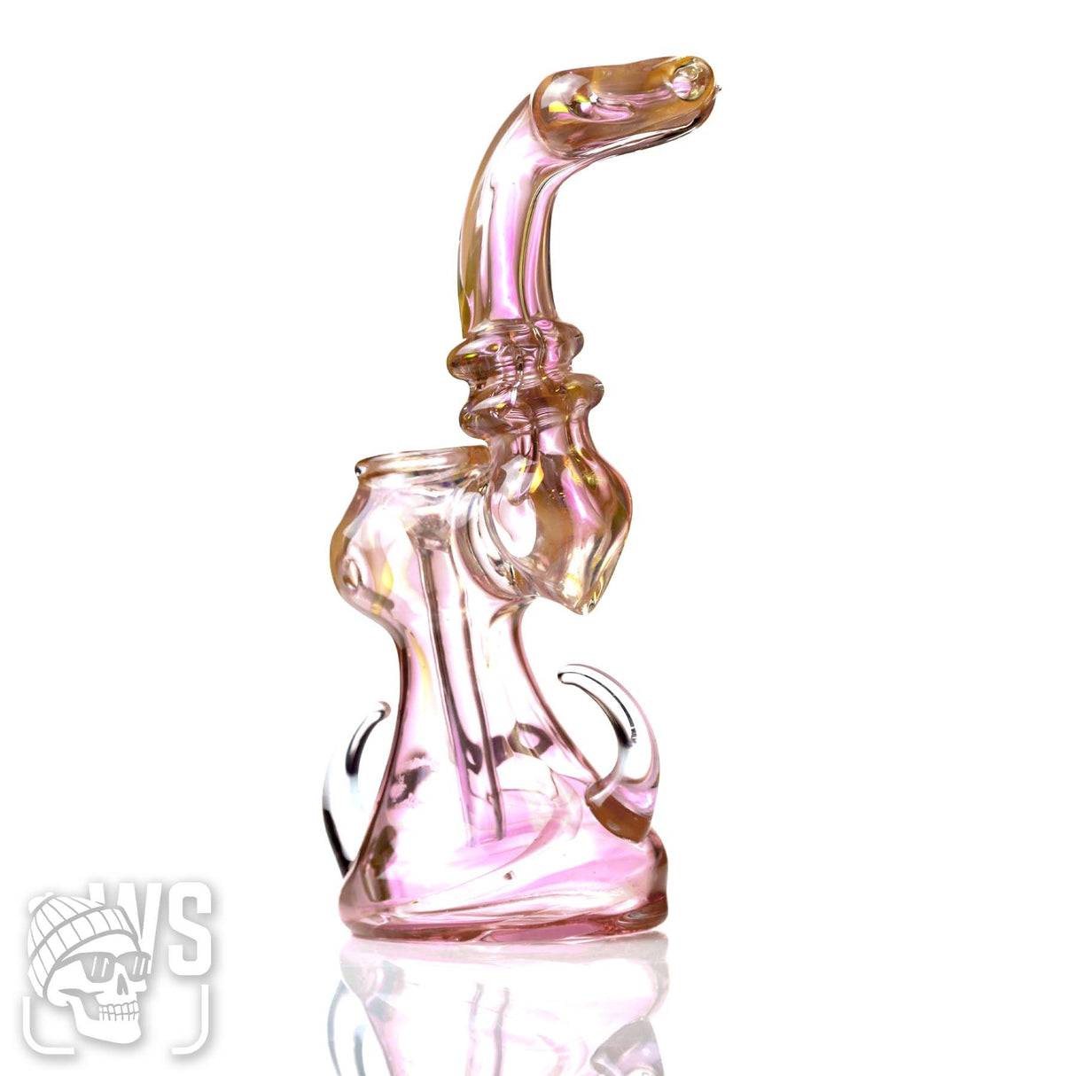 GLASS BUBBLER WITH ABSTRACT WORKED DESIGN & NAILHEAD BASE