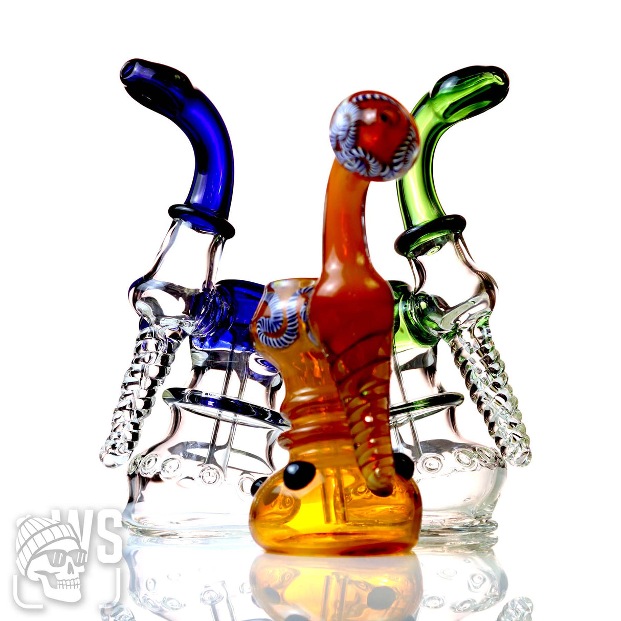 GLASS PERCOLATED BUBBLER WITH SPIRAL GRIP DESIGN