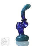 GLASS BUBBLER WITH MARBLED WORKED DESIGN