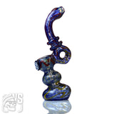 GLASS BUBBLER WITH WORKED PATTERN & SIDE HANDLE