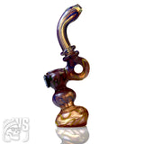 GLASS BUBBLER WITH WORKED PATTERN & SIDE HANDLE