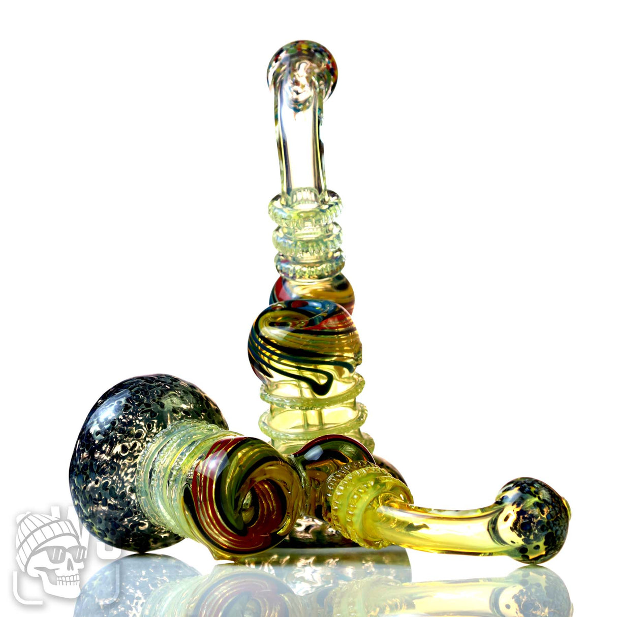 ARTISAN GLASS COLOR BUBBLER WITH SCULPTED BASE