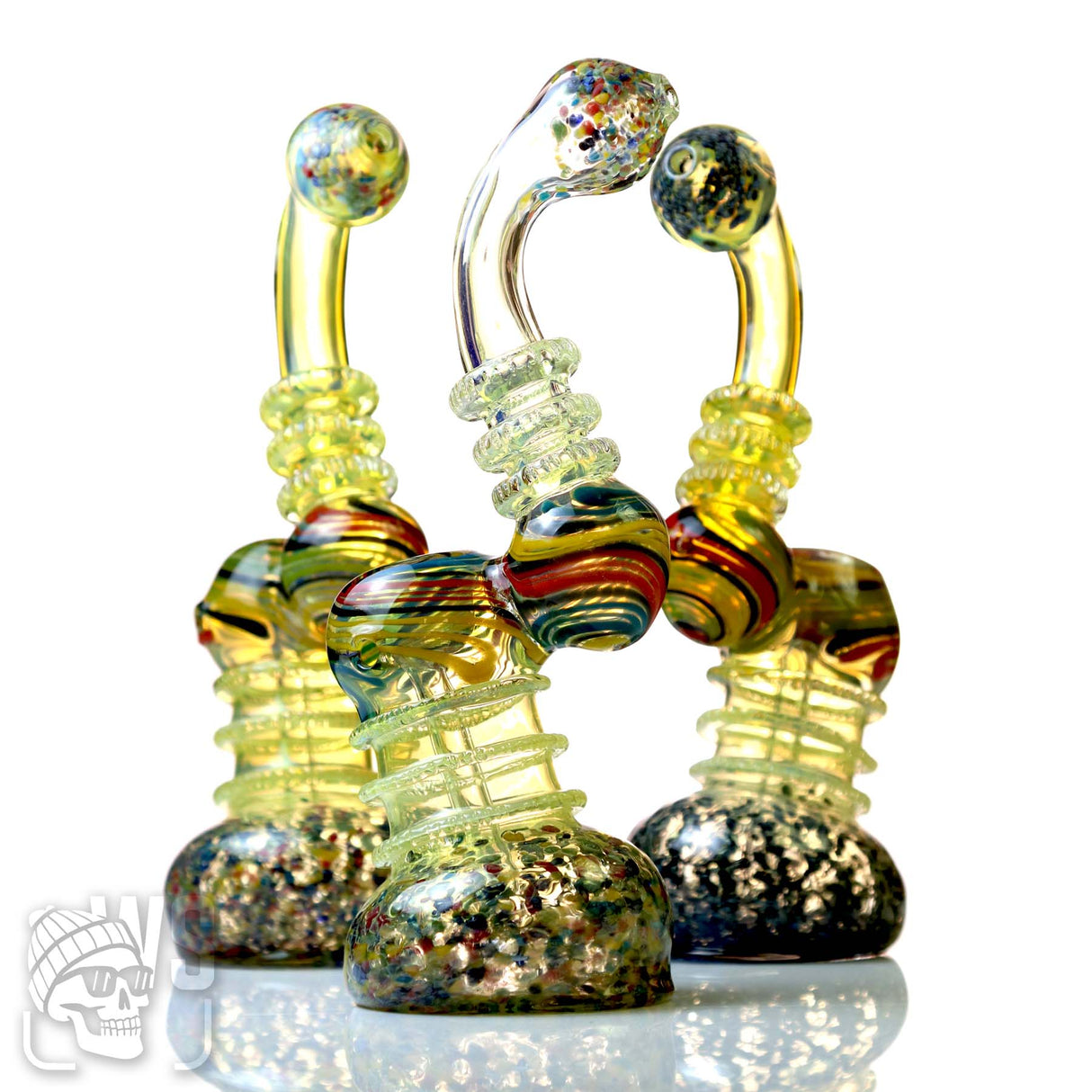 ARTISAN GLASS COLOR BUBBLER WITH SCULPTED BASE