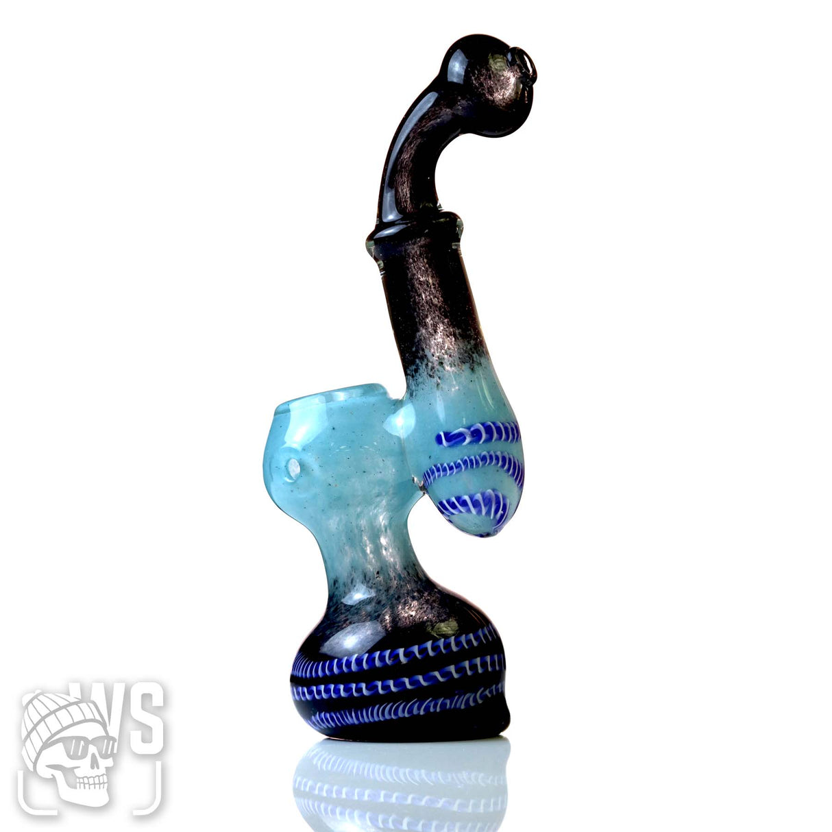 GLASS BUBBLER WITH SPIRAL ACCENTED CHAMBER
