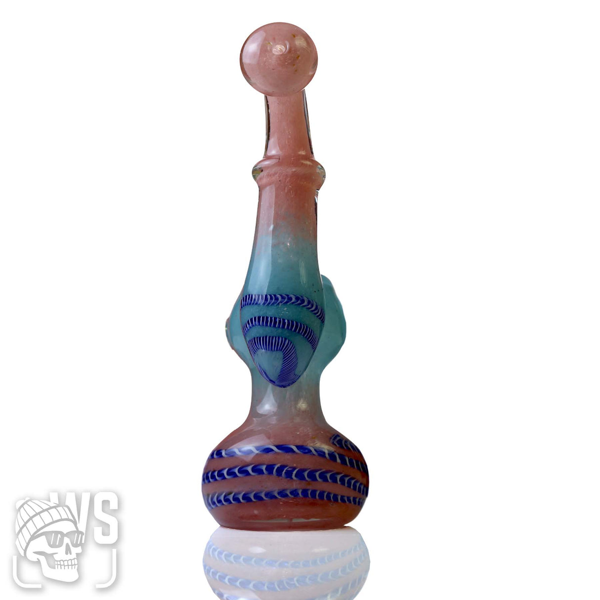 GLASS BUBBLER WITH SPIRAL ACCENTED CHAMBER