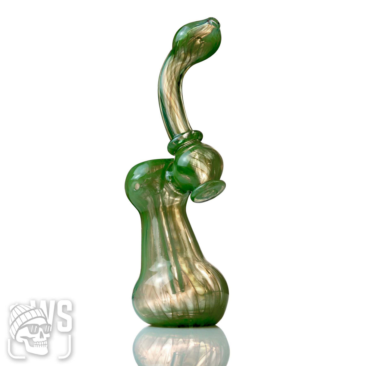 GLASS BUBBLER WITH FLOWING WORKED DESIGN