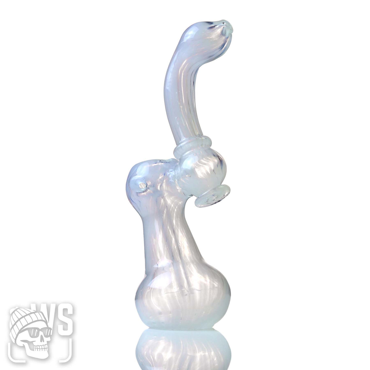 GLASS BUBBLER WITH FLOWING WORKED DESIGN
