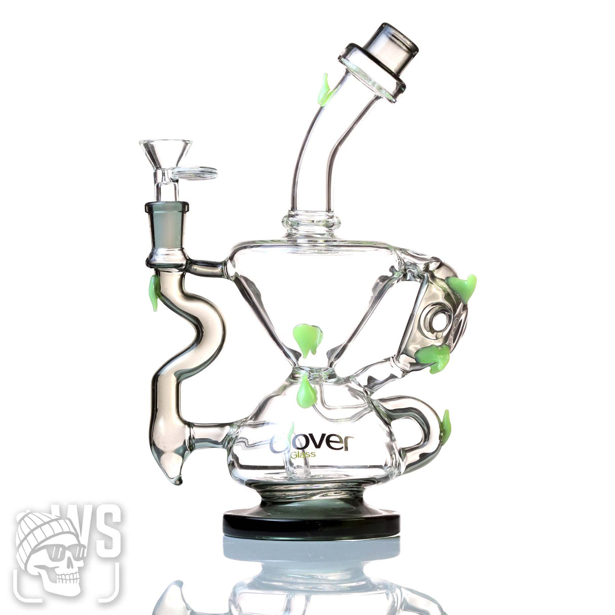 CLOVER GLASS Z-SHAPED BONG WITH MULTI-CHAMBER DESIGN