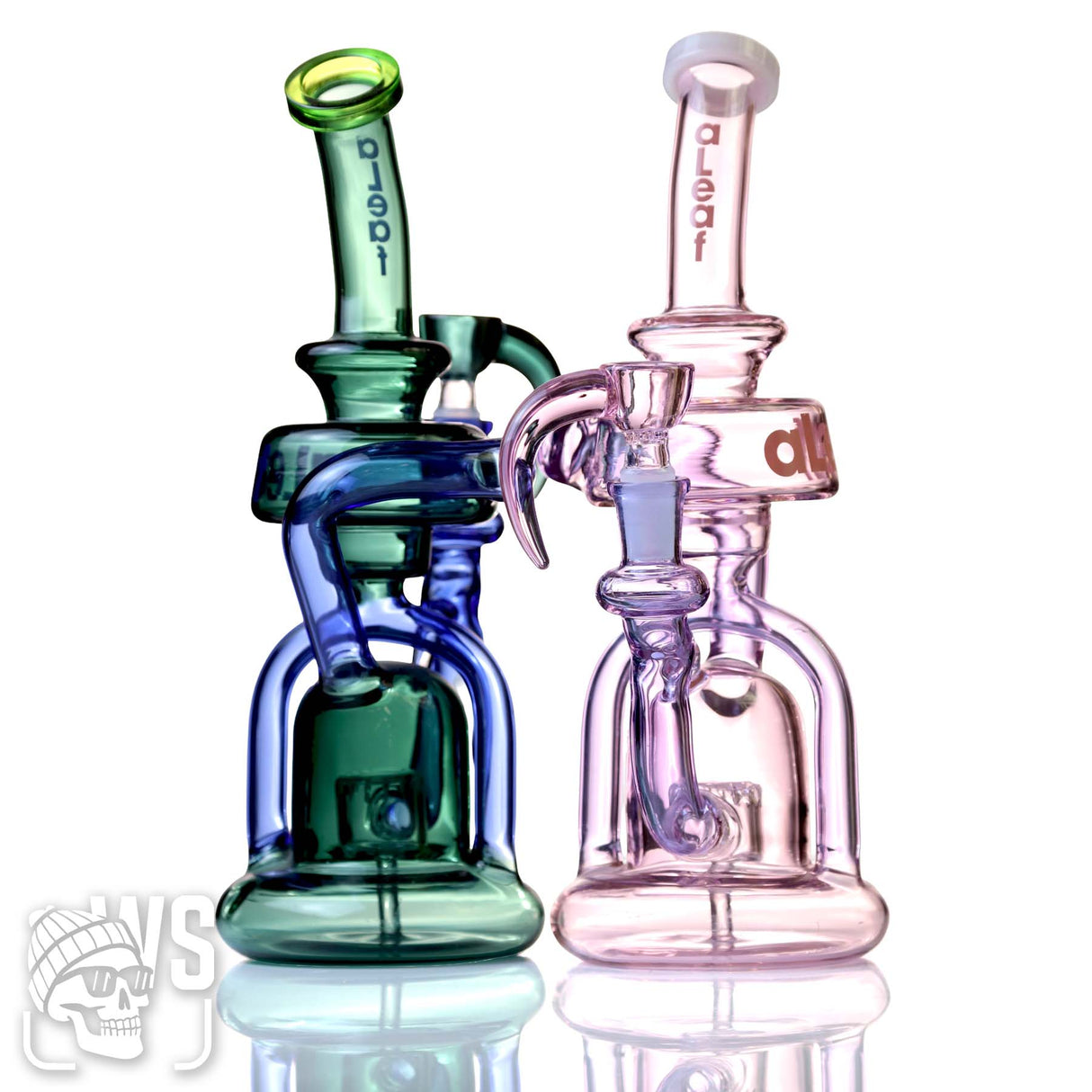 ALEAF GLASS SCIENTIFIC RECYCLER BONG WITH ANGLED NECK