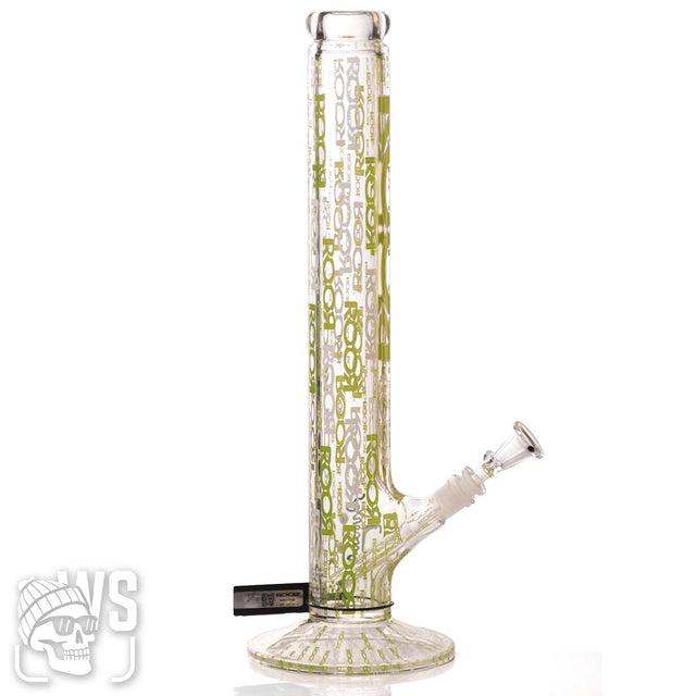 Roor graphic glass straight tube bong green straight tube bong