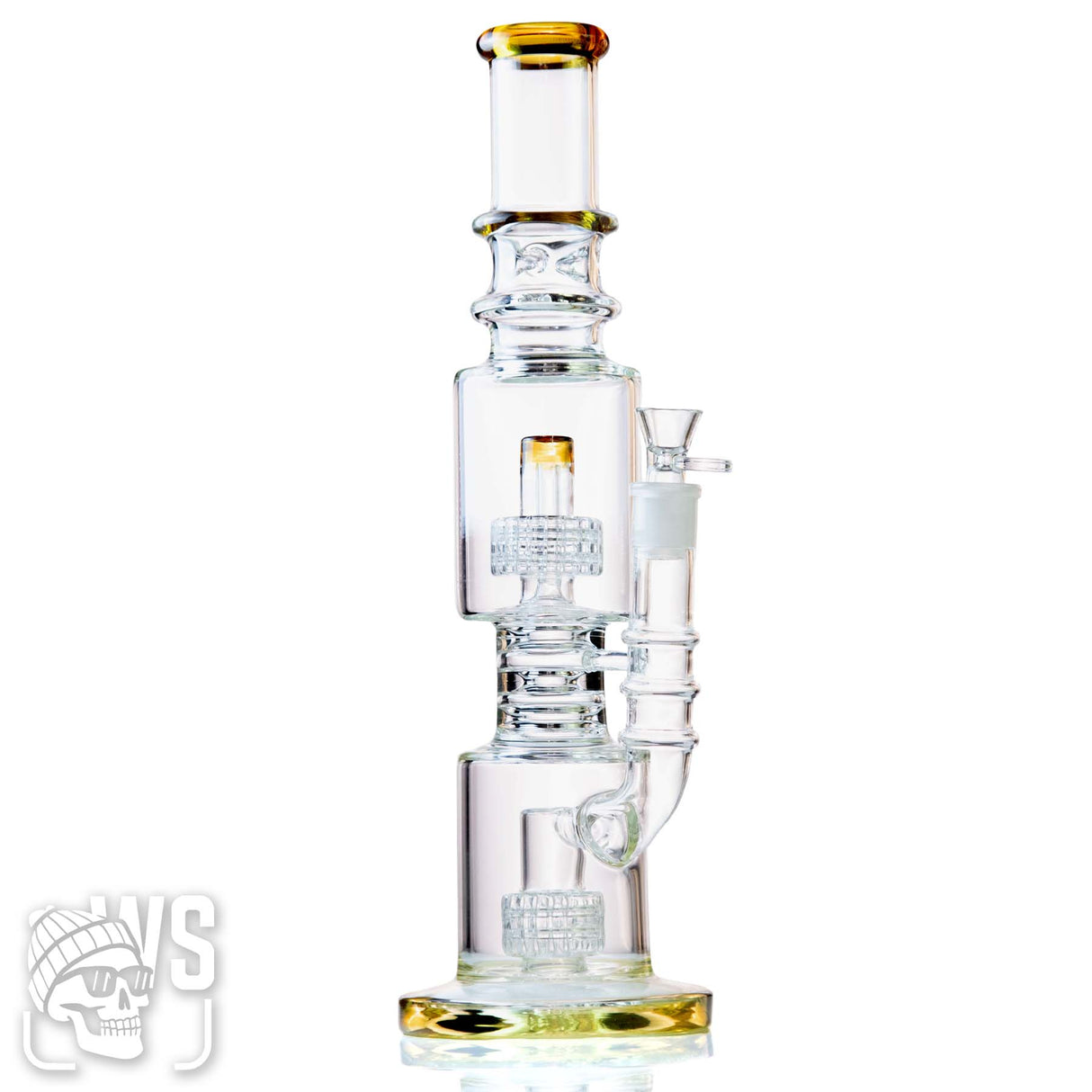 GLASS SCIENTIFIC PERCOLATOR BONG WITH DOUBLE DISC PERC & ICE CATCHER