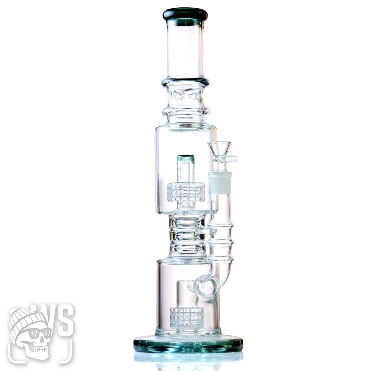 GLASS SCIENTIFIC PERCOLATOR BONG WITH DOUBLE DISC PERC & ICE CATCHER