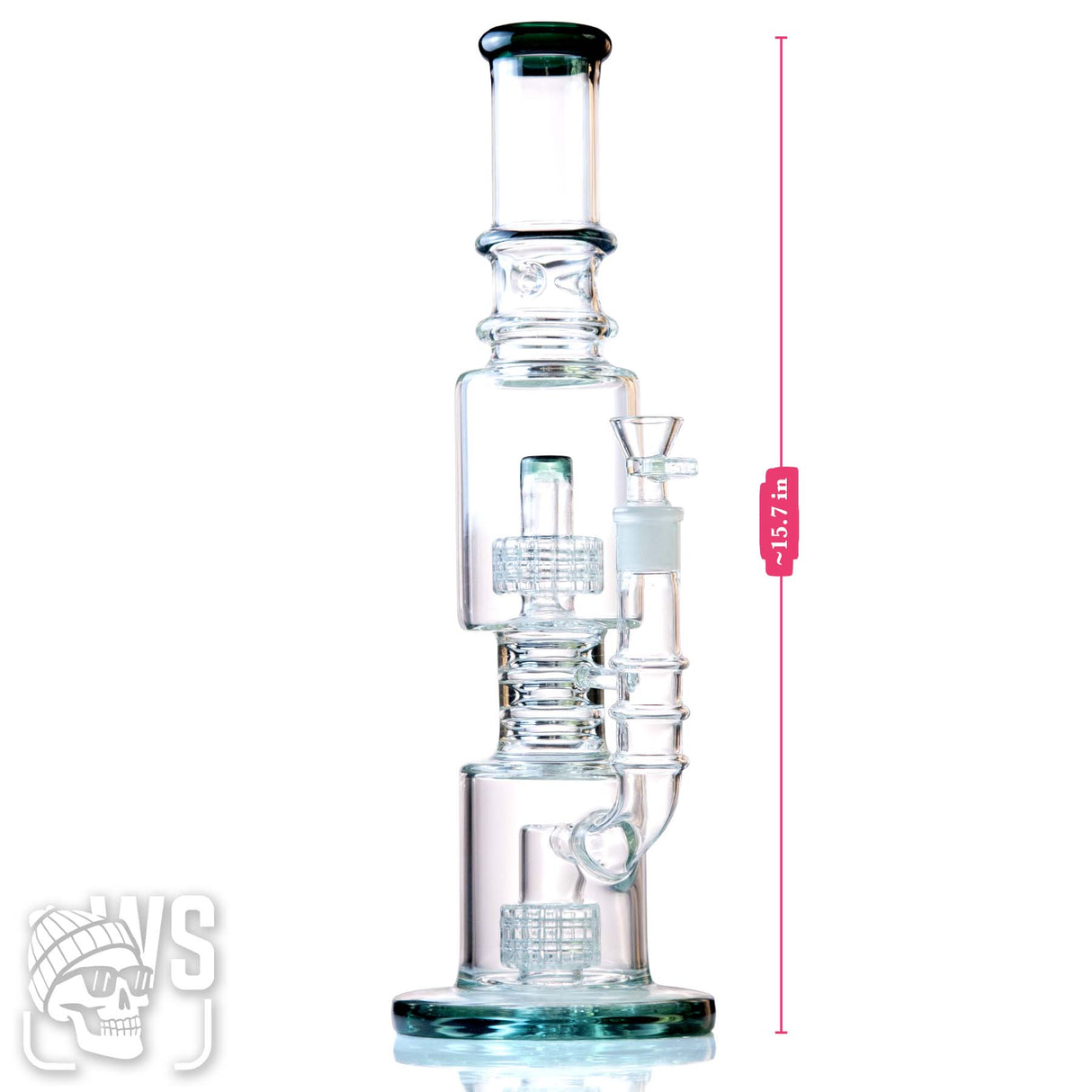GLASS SCIENTIFIC PERCOLATOR BONG WITH DOUBLE DISC PERC & ICE CATCHER