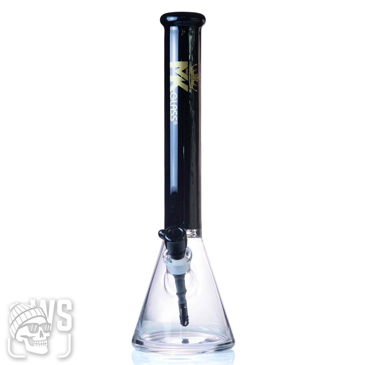 MK GLASS TALL BEAKER BONG WITH BLACK NECK