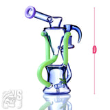 ALEAF GLASS SCIENTIFIC RECYCLER BONG WITH GREEN ACCENT TUBES