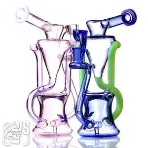 ALEAF GLASS SCIENTIFIC RECYCLER BONG WITH GREEN ACCENT TUBES