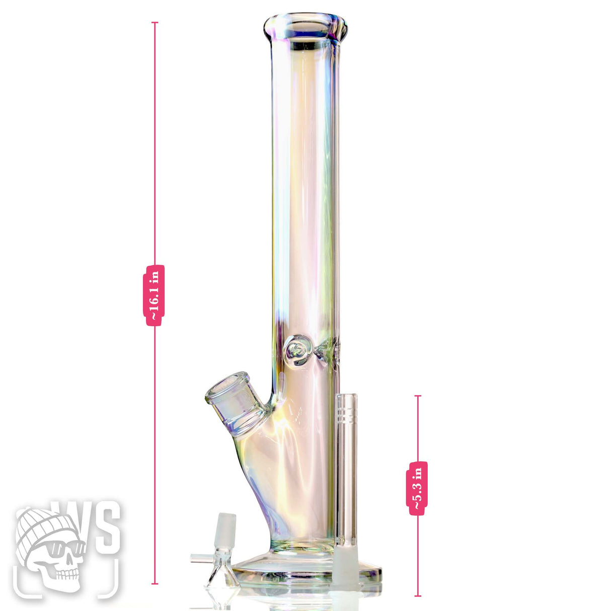 GLASS STRAIGHT TUBE BONG WITH ICE CATCHER