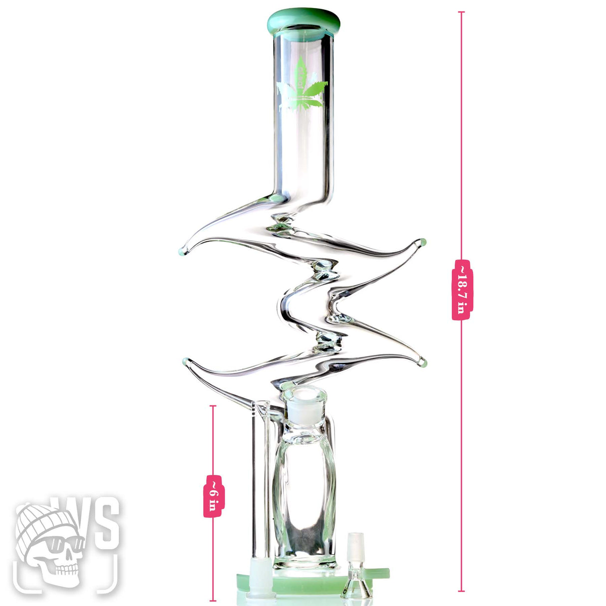 ALEAF GLASS Z-SHAPED BONG WITH SPIRAL NECK
