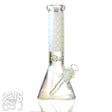 WeSmoke.com Frosted Design Glass Beaker Bong with Patterned Neck White Beaker Bongs