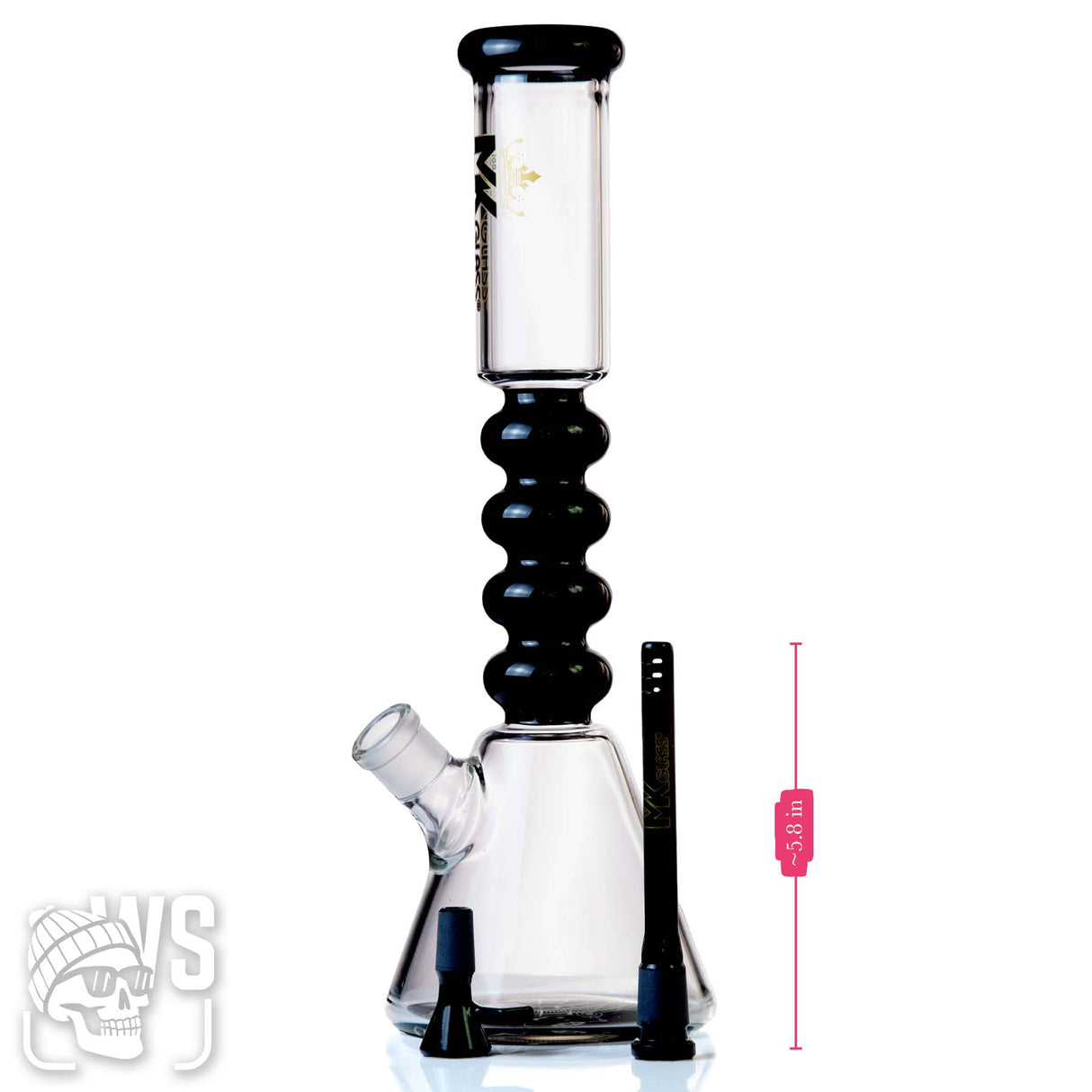 MK GLASS BEAKER BONG WITH BLACK BUBBLE NECK