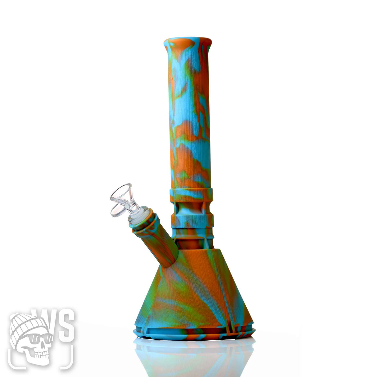 SILICONE BEAKER BONG WITH MULTICOLOR DESIGN